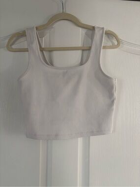 wild fable Ribbed Square-Neck Crop Tank - White